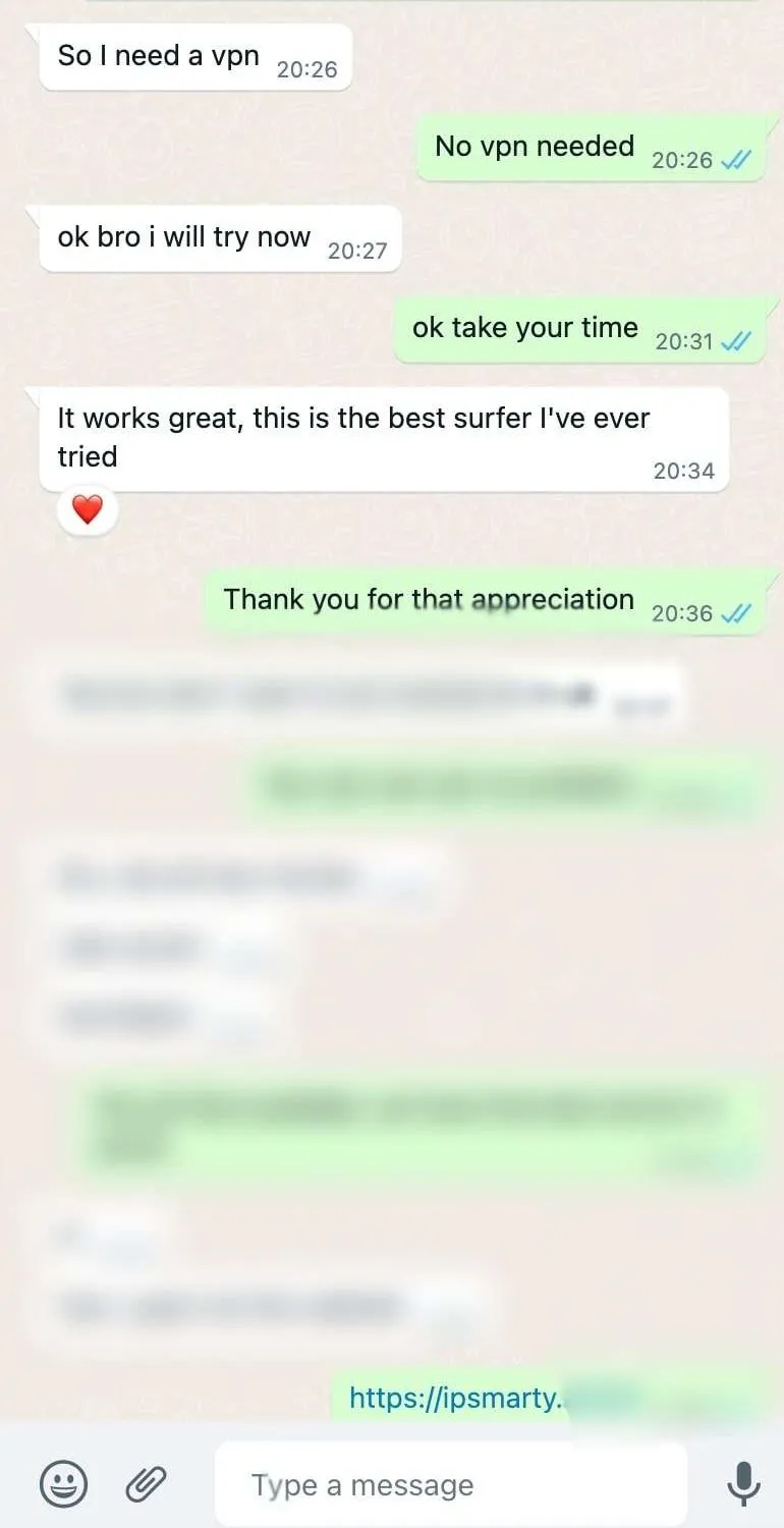 Screenshot of a customer message about IPTV Pro