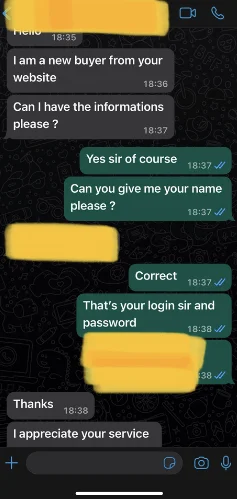 Screenshot of a customer message about IPTV Pro