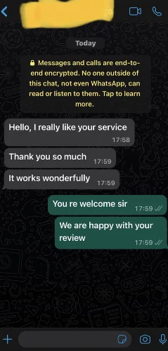 Screenshot of a customer message about IPTV Pro